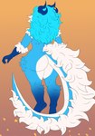 4_ears anthro big_butt blue_body blue_fur blue_hair blue_lips butt chest_tuft claws curvy_figure fangs female fluffy fluffy_chest fluffy_tail fur hair horn lips long_hair long_tail multi_ear multicolored_body multicolored_fur neck_tuft solo tail teeth thick_thighs tuft white_body white_fur zortrex mythology cloudy_(zortrex) dragon furred_dragon furred_scalie mythological_creature mythological_scalie scalie absurd_res hi_res