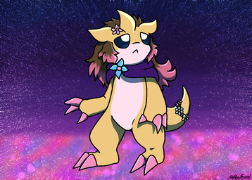 abstract_background accessory anthro brown_hair claws colored_nails cosmic_background female flower flower_in_hair flower_on_tail frown hair hair_accessory long_hair looking_up nails pink_claws pink_flower pink_hair pink_nails plant purple_background purple_scarf scarf simple_background solo standing star starry_background tail tan_body yellow_body psykwol nintendo pokemon circe_(psykwol) generation_1_pokemon pokemon_(species) sandslash trans_(lore) trans_woman_(lore)