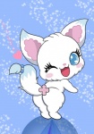 blue_eyes butt female fur kemono one_eye_closed open_mouth solo white_body white_fur wink corngitsune jewelpet sanrio sega sega_fave larimar_(jewelpet) arctic_fox canid canine fox mammal true_fox