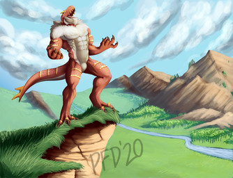 anthro biped male solo lakhanto nintendo pokemon dinosaur fossil_pokemon generation_6_pokemon pokemon_(species) prehistoric_species reptile scalie tyrantrum