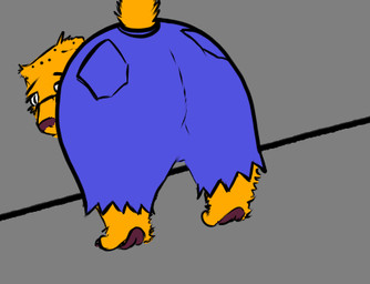 animated_gif anthro barefoot bottomwear clothing denim denim_bottomwear denim_clothing denim_shorts feet male shorts solo twerking doublespace among_us_twerk qaylo cheetah felid feline mammal animated low_res meme short_playtime