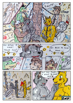 anal anal_penetration anthro areola balls barazoku bdsm biceps black_body black_fur black_nose blush bodily_fluids bound brown_areola brown_body brown_fur brown_hair brown_nipples chain chained comic_panel cum cum_inside cumshot dialogue disappearing dungeon ejaculation eyes_closed foreskin fur genital_fluids genitals glans glowing green_body green_eyes group hair humanoid_genitalia humanoid_penis internal internal_anal magic magic_circle male male/male male_penetrated male_penetrating male_penetrating_male manly markings maypole multicolored_body multicolored_fur musclegut muscular muscular_anthro muscular_arms muscular_male nipples nude omega_symbol overweight penetration penile penis pillar pink_glans pink_nipples restraints ritual ritual_sex rune runes sex speech_bubble sweat sweatdrop tail text thick_penis tongue tongue_out torch white_body white_fur yellow_body yellow_fur dashthefox albino_(seaborn) dashfox kai_(dash_fox) marteau nikel bear canid canine canis felid fox lion lizard mammal mustelid otter pantherine reptile scalie wolf absurd_res comic english_text hi_res traditional_media_(artwork)