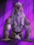 anthro beard biceps blizzard_entertainment bulge canid canine canis clothing digitigrade ears_back ears_up exercise f4rk4sh facial_hair farkas_(f4rk4sh) flexing full-length_portrait goatee hair licking licking_lips lips long_hair male mammal mane mostly_nude mullet muscular mythological_canine mythological_creature mythology nipples paws pecs perspective pivoted_ears portrait presenting push-up solo tail tongue tongue_out underwear warcraft were werecanid wolf worgen workout