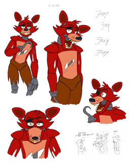 anthro black_nose bottomwear clothing eye_patch eyewear freckles fur gold_(metal) gold_tooth half-closed_eyes hook looking_at_viewer machine male narrowed_eyes open_mouth pants red_body red_fur sharp_teeth simple_background smile teeth text tuft white_background yellow_eyes tymime five_nights_at_freddy's scottgames foxy_(fnaf) animatronic canid canine fox mammal robot 2015 english_text hi_res