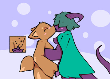 anthro blush bodily_fluids breasts clothed clothing duo erection eyes_closed female fingering fingering_partner fur genital_fluids genitals gynomorph gynomorph/female hair hair_over_eye horn intersex intersex/female nipples nude open_mouth penetration penis precum pubes purple_body purple_scales scales sex sex_shot short_hair side_view simple_background tail tan_body tan_fur teal_clothing teal_hair thick_thighs tongue vaginal vaginal_fingering vulva oneweirdsys mythology canid canine canis domestic_dog dragon mammal mythological_creature mythological_scalie scalie absurd_res digital_drawing_(artwork) digital_media_(artwork) hi_res shaded widescreen trans_(lore) trans_woman_(lore)