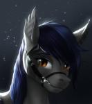 ambiguous_gender blue_hair brown_eyes eyelashes feral fur grey_body grey_fur hair looking_at_viewer solo teeth mykegreywolf hasbro my_little_pony echo_(oc) bat_pony equid mammal absurd_res headshot_portrait hi_res portrait