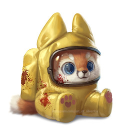 ambiguous_gender anthro big_head blood blood_splatter blue_eyes bodily_fluids chibi clothing cosplay costume countershading fluffy fur orange_body orange_fur sitting solo spacesuit white_body white_fur silverfox5213 among_us innersloth big_nug impostor_(among_us) yellow_(among_us) canid canine fox mammal red_fox true_fox 2020 digital_media_(artwork) digital_painting_(artwork) low_res painting_(artwork)