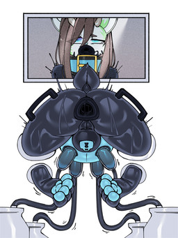 anal anal_penetration anal_sheath anthro antlers anus bdsm bodily_fluids bondage bound bulge butt buttplug chastity_bulge chastity_device clothed clothing collar drone dronification fur gag genitals hair handle handles_on_hips horn lactating latex latex_clothing latex_skinsuit livestream lock_bulge lock_symbol machine male milking_machine null_bulge open_mouth penetrable_plug penetrable_sex_toy penetration penis plug_(sex_toy) public_use restraints screen sex sex_toy simple_background skinsuit solo submissive tail teats through_wall tight_clothing tunnel_gag tunnel_plug udder_milking udders wearing_chastity_device takanuri mintybutt_galaxy_wizard deer hybrid mammal 3:4 absurd_res digital_media_(artwork) hi_res