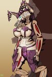 armor big_breasts blue_eyes breasts claws exoskeleton gynomorph intersex purple_armor purple_body ruins solo tentacles wide_torso mantrinrus warhammer_(franchise) warhammer_40000 alien alien_humanoid humanoid lictor_(tyranid) tyranid absurd_res hi_res