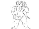 anthro asian_clothing belly blush bulge clothed clothing east_asian_clothing eyes_closed fundoshi hoodie humanoid_hands japanese_clothing kemono male moobs navel open_clothing open_hoodie open_topwear overweight overweight_anthro overweight_male simple_background solo topwear underwear white_background oogamikennta bear mammal 2015 4:3 monochrome