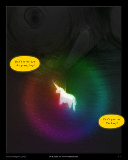 black_border border dialogue glowing horn huge_eyes pinata rainbow sparkles speech_bubble string tail text zero_pictured sharkinthepark mythology equid equine mammal mythological_creature mythological_equine unicorn 2025 4:5 absurd_res english_text hi_res