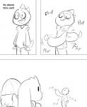 adolescent anthro armless clothing dialogue flop hat headgear headwear male smile text young fatz_geronimo undertale undertale_(series) asriel_dreemurr frisk_(undertale) monster_kid boss_monster_(undertale) bovid caprine goat human mammal scalie 2015 comic english_text monochrome