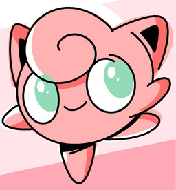 ambiguous_gender big_ears green_eyes hair head_tuft not_furry pink_background pink_body pink_skin simple_background smile solo tuft white_background vilepluff nintendo pokemon generation_1_pokemon jigglypuff pokemon_(species) waddling_head 2016 hi_res source_request