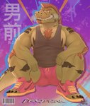 anthro body_hair chest_hair claws clothed clothing facial_piercing male nose_piercing piercing sitting slightly_muscular_anthro slightly_muscular_male solo teeth mr.puerco alex_(jrbart) crocodilian reptile scalie hi_res