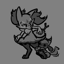 3_fingers 3_toes ambiguous_gender annoyed anthro duo feet fingers fur hugging_leg inner_ear_fluff looking_down pawpads simple_background sitting size_difference standing tail tail_motion tailwag toes tuft advos nintendo pokemon braixen canid canine generation_4_pokemon generation_6_pokemon mammal pokemon_(species) riolu 1:1 digital_media_(artwork) hi_res monochrome