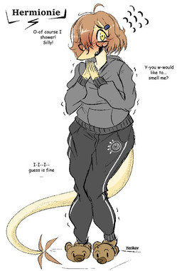 anthro blush bottomwear braces breasts clothed clothed_female clothing dialogue eyewear female footwear freckled_face freckles fully_clothed fully_clothed_female glasses grey_clothing grey_hoodie grey_topwear hoodie long_tail nerd nervous pants shoes slippers solo sweatpants tail teeth text topwear wearing_glasses yellow_eyes yeik_art hermione_(yeik_art) dinosaur prehistoric_species reptile saurischian scalie theropod troodon troodontid english_text sketch