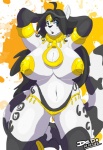 abstract_background anklet anthro armband big_breasts biped black_body black_fur black_hair black_lips black_nose blue_eyes breasts cleavage clothed clothing collar female fur gold_(metal) hair hands_behind_head jewelry legwear lips long_hair looking_at_viewer markings navel open_mouth pasties paws ring_(marking) ringed_tail sex_slave shy simple_background skimpy slave solo spots standing stockings striped_markings striped_tail stripes tail tail_markings tassels thick_thighs thigh_highs thong underwear white_background white_body white_fur wide_hips yellow_clothing yellow_thong yellow_underwear dedoarts hollandworks eirwen_vaan felid leopard mammal pantherine snow_leopard 2015