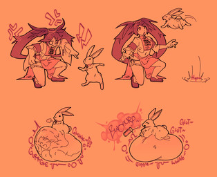 abdominal_bulge ambiguous_gender ambiguous_pred argument belly big_belly bottomwear burping burping_up_clothing clothing collar cotton_tail cross-popping_vein death digested digestion digestion_noises digestion_sequence duo fatal_vore female female_prey feral feral_pred fluffy hair huge_belly human_prey hyper hyper_belly jumping long_ears lying on_front onomatopoeia oral_vore overweight overweight_ambiguous overweight_feral prey_outline size_difference skirt smaller_pred sound_effects struggling struggling_prey surprised text tied_hair vore weight_gain butterly arc_system_works guilty_gear jam_kuradoberi human lagomorph leporid mammal rabbit 2026 digital_drawing_(artwork) digital_media_(artwork) hi_res multiple_scenes
