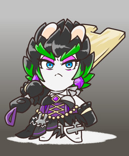 amethyst_(gem) anthro beaded_jewelry beads black_clothing black_dress black_hair black_handwear black_mittens blue_eyes closed_frown clothed clothed_anthro clothed_female clothing cosplay crossover_cosplay dress ear_piercing eyebrows featureless_feet feet female female_anthro frown frowning_at_viewer fur gem green_hair hair handwear holding_melee_weapon holding_object holding_sword holding_weapon jewelry lidded_eyes light long_ears looking_at_viewer melee_weapon mittens mouth_closed multicolored_clothing multicolored_dress multicolored_hair noseless piercing purple_corset purple_ear_piercing purple_eyelids right-handed short_hair solo spiky_hair standing sword tan_body tan_inner_ear tan_skin teeth thick_eyebrows two_tone_hair weapon white_body white_fur charisuke idolmaster idolmaster_shiny_colors mario_bros mario_plus_rabbids_sparks_of_hope nintendo raving_rabbids rayman_(series) ubisoft edge_(mario_plus_rabbids) lagomorph mammal rabbid 2024 absurd_res colored crossover digital_drawing_(artwork) digital_media_(artwork) hi_res japanese_description lighting