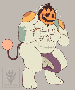 anthro big_penis blush bulge clothing embarrassed for_a_head genitals grey_background humanoid_genitalia humanoid_penis male musclegut muscular penis pumpkin_head shy simple_background solo tail underwear vein veiny_penis cyrus-inkubatto deltarune undertale_(series) jackenstein darkner monster object_head 2025 hi_res