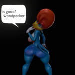 anthro big_breasts black_background blue_eyes breasts butt butt_pose clothing dialogue female feral fur genitals gloves handwear looking_at_viewer looking_back looking_back_at_viewer nipples non-mammal_breasts pose pussy rear_view short_loop simple_background solo twerking ryzydnsfw the_woody_woodpecker_show universal_studios winnie_woodpecker avian bird picid woodpecker 1:1 3d_(artwork) animated digital_media_(artwork) no_sound short_playtime webm