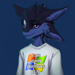 4_ears anthro black_sclera blue_body clothed clothing countershade_face countershading inner_ear_fluff looking_at_viewer male multi_ear purple_eyes shirt shirt_logo simple_background solo text text_on_clothing text_on_shirt text_on_topwear topwear transparent_background tuft white_clothing white_shirt white_topwear windows_logo dusty_tbt microsoft microsoft_windows benze avali 1:1 2025 alpha_channel digital_media_(artwork) half-length_portrait hi_res portrait signature