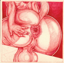 anthro anus balls big_balls big_butt butt genitals kurokkuru_(slutty4xel) male presenting presenting_anus solo spread_butt spreading slutty4xel gabriel_fahn felid lion mammal pantherine hi_res monochrome traditional_media_(artwork)