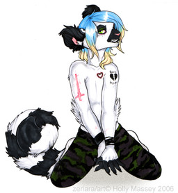 alternative_fashion anthro bottomwear camo camo_bottomwear camo_clothing camo_pants camo_print clothed clothing emo glamfur hair long_hair male pants pattern_bottomwear pattern_clothing pattern_pants simple_background solo tail tattoo topless white_background zeriara zeriara_(character) lemur mammal primate ring-tailed_lemur strepsirrhine 2006