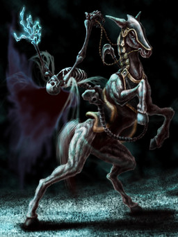 ambiguous_feral ambiguous_gender ambiguous_humanoid armor blue_glow bone cape clothing creepy dark duo feral headgear helmet hooves macabre magic magic_glow magic_user prancing reins riding saddle skeleton smoke standing tail unguligrade deino_(artist) death_(personification) grim_reaper animated_skeleton equid equine horse humanoid lich mammal undead 2007 3:4 cool_colors dark_theme digital_drawing_(artwork) digital_media_(artwork) full-length_portrait portrait