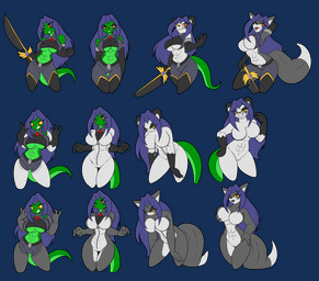 abs anthro armwear big_breasts black_body blep blue_hair bottomwear bound breasts clothing elbow_gloves encasement featureless_breasts female genitals gloves grey_body group hair handwear long_hair markings melee_weapon mole_(marking) multicolored_body pants red_eyes species_transformation sword tail takeover tongue tongue_out transformation trio two_tone_body vulva weapon white_body yellow_sclera zipper chaoscroc tyamet_(chaoscroc) animate_inanimate bear canid canine fox giant_panda living_clothing lizard mammal reptile scalie 2025 alpha_channel hi_res