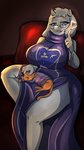 anthro big_breasts breasts chair delta_rune_(emblem) eye_patch eyewear felide female feral furniture glasses half-closed_eyes heart_symbol maple_leaf mature_anthro mature_female narrowed_eyes on_lap provocative showing_leg sitting sitting_on_lap symbol luxianne undertale undertale_(series) bagel_(proton_jon) frisk_(undertale) proton_jon toriel boss_monster_(undertale) bovid caprine domestic_cat felid feline felis goat mammal 9:16 absurd_res hi_res