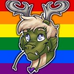 anthro antlers blonde_hair blue_eyes fur green_body green_fur hair heart_symbol horn lgbt_pride male pride_color_background pride_colors purple_heart rainbow_background rainbow_pride_colors rainbow_symbol scar sharp_teeth simple_background six-stripe_rainbow_pride_colors solo teeth whiskers yellow_body yellow_fur scarfshepherd asian_mythology east_asian_mythology mythology forgemaster_asmordis dragon eastern_dragon mythological_creature mythological_scalie scalie 1:1 2020 hi_res