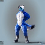 anthro blue_body blue_fur butt fur green_body green_hair hair looking_at_viewer male pose posed qr_code simple_background smile smiling_at_viewer smirk smirking_at_viewer solo tail vrchat_model white_body white_fur daytia c4d canid canine canis mammal wolf 1:1 3d_(artwork) cinema_4d_(artwork) digital_media_(artwork) hi_res