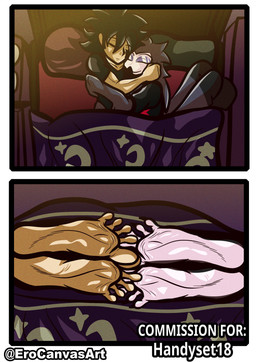 5_toes anthro bed bed_sheet bedding black_body black_clothing black_fur black_shirt black_topwear claws clothing crossed_feet cuddling duo feet female foot_fetish foot_focus foot_on_bed fur furniture hug hugging_another humanoid_feet male male/female multicolored_body multicolored_fur nails plantigrade purple_bed_sheet red_bed shirt soles solo spread_toes text toe_claws toes topwear touching_feet two_tone_body two_tone_fur under_covers white_body white_fur white_soles cabimangaka erocanvasart hellaverse helluva_boss mythology fan_character octavia_(helluva_boss) avian bird demon human mammal owl owl_demon absurd_res commissioner_name hi_res shaded signature