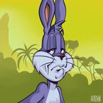 anthro judging long_ears male solo kolyan-artist looney_tunes warner_brothers bugs_bunny lagomorph leporid mammal rabbit 1:1 meme reaction_image signature