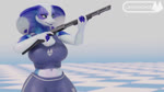 anthro big_breasts blue_body blue_scales breast_jiggle breasts cleavage clothed clothing female gun holding_gun holding_object holding_ranged_weapon holding_shotgun holding_weapon jiggling midriff non-mammal_breasts ranged_weapon scales shooting shotgun solo weapon layzuhcatz sound_warning nisha_(bluedingo) cobra reptile scalie snake 16:9 2024 3d_(artwork) 3d_animation animated digital_media_(artwork) hi_res high_framerate short_playtime sound webm widescreen