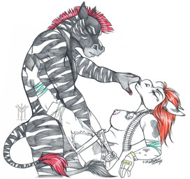 ammunition anthro bullet butt duo explosives female grenade male male/female ramb striped_body stripes weapon thehuntingwolf donyakavetta asinus donkey equid equine horse mammal zebra absurd_res hi_res sketch traditional_media_(artwork)