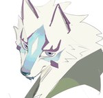 anthro blue_body blue_fur condescending fur male mane purple_body purple_eyes purple_fur solo white_body white_fur tkhlunehnbxc2fd lifewonders live_a_hero sadayoshi canid canine canis mammal wolf bust_portrait portrait