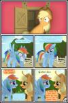 absurd_res applejack_(mlp) base_three_layout blockage_(layout) blonde_hair comic duo earth_pony english_text equid equine feathered_wings feathers female feral five_frame_image four_frame_grid friendship_is_magic green_eyes gutovi-kun hair hasbro hi_res horizontal_blockage horse mammal multicolored_hair my_little_pony mythological_creature mythological_equine mythology pegasus pony purple_eyes rainbow_dash_(mlp) rainbow_hair text three_row_layout wings