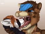 anthro duo licking male male/male mawplay mouth_shot open_mouth oral_vore paws soft_vore tongue tongue_out uvula vore thebestvore tolder famir_(thebestvore) ailurid domestic_cat felid feline felis mammal red_panda 4:3 comic