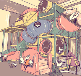 2_horns ambiguous_gender black_text burger cigarette cloak clothed clothing container food fries group hissing holding_burger holding_container holding_food holding_melee_weapon holding_object holding_sword holding_weapon horn imminent_fight lying mascot melee_weapon on_front on_ground playplace sitting smoking smoking_cigarette standing sword text weapon silkysong hollow_knight mcdonald's team_cherry broken_vessel_(hollow_knight) grimace_(mcdonald's) hollow_knight_(character) hornet_(hollow_knight) the_knight_(hollow_knight) humanoid vessel_(species) 2022 english_text hi_res female_(lore) half_sister_(lore) male_(lore) sibling_(lore) sister_(lore)