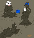 anthro big_breasts big_butt breasts bucket butt container eyes_closed female genitals hand_on_breast horn looking_at_viewer looking_back looking_back_at_viewer mature_female mud mud_covered muddy navel nipples nude pussy solo goatsludge undertale undertale_(series) toriel boss_monster_(undertale) bovid caprine mammal 2020 hi_res