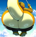 anthro big_butt blue_sky bottom_heavy bottomless bubble_butt butt butt_focus clothed clothing cloud huge_butt male orange_body orange_scales rear_view scales sitting sitting_on_swing sky solo swing tail thick_thighs satsui-n0-had0u nintendo pokemon hadou_(satsui-n0-had0u) charmander generation_1_pokemon pokemon_(species) absurd_res hi_res