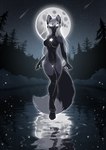 anthro breasts female floating forest forest_background genitals glowing glowing_eyes grey_hair hair lake light looking_at_viewer markings moon moonlight nature nature_background night paws plant pussy shooting_star solo star star_(marking) tree water tharsisgoat trish_(invasormkiv) canid canine fox mammal red_fox silver_fox true_fox 2023 digital_drawing_(artwork) digital_media_(artwork) full-length_portrait hi_res portrait