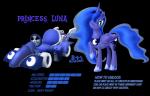 alpha_channel blue-paint-sea blue_body blue_feathers cutie_mark english_text equid equine feathered_wings feathers female friendship_is_magic hasbro hi_res horn kart mammal my_little_pony mythological_creature mythological_equine mythology princess_luna_(mlp) smile solo text vehicle wheel winged_unicorn wings