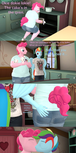 anthro appliance baking big_butt butt butt_grab cake clothing cooking crossgender dessert duo flirting food hand_on_butt handwear kiss_on_lips kissing kitchen_appliance male male/male oven oven_mitts overweight overweight_male text wings papadragon69 friendship_is_magic hasbro my_little_pony mythology undertale undertale_(series) pinkie_pie_(mlp) rainbow_dash_(mlp) toriel earth_pony equid equine horse mammal mythological_creature mythological_equine pegasus pony 3d_(artwork) absurd_res comic digital_media_(artwork) english_text hi_res source_filmmaker_(artwork)