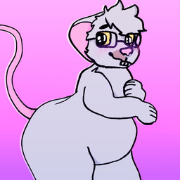 anthro belly eyewear facial_piercing glasses male nose_piercing nose_ring piercing rectangular_glasses ring_piercing slightly_chubby solo yellow_sclera surette cam_(surette) mammal murid murine rat rodent 1:1 absurd_res hi_res