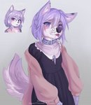 anime_eyes anthro blep bodily_fluids clothing collar dress female hair looking_at_viewer saliva solo tongue tongue_out ai_assisted ai_generated_reference purrr-evil artbreeder canid canine canis domestic_dog mammal digital_media_(artwork) hi_res pastel_theme