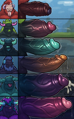 anthro ball_size_difference balls beard big_balls big_penis blue_balls blue_beard blue_body blue_facial_hair blue_fur blue_glans blue_hair blue_highlights blue_penis blue_tongue bodily_fluids body_hair chart chest_hair curved_penis dripping erection eyeless facial_hair foreskin fur genital_fluids genitals glans goatee green_body green_fur green_glans green_hair green_penis group hair highlights_(coloring) horn humanoid_genitalia humanoid_penis male motion_lines multicolored_penis open_mouth partially_retracted_foreskin penis penis_chart penis_size_difference pink_glans pink_horn precum precum_drip precum_string pubes purple_body purple_fur purple_glans purple_hair purple_penis purple_tongue red_beard red_body red_facial_hair red_fur red_hair retracted_foreskin side_view smile smirk text thick_penis throbbing throbbing_penis tight_foreskin tongue tongue_out two_tone_penis unretracted_foreskin vein veiny_penis white_horn yellow_penis trick_rex microsoft minecraft mojang penis_lineup tumblr xbox_game_studios barry_(trick_rex) fan_character krystoval_(trick_rex) oryon_(trick_rex) styrling_(trick_rex) trypp_(trick_rex) warryn_(trick_rex) warden_(minecraft) 2025 5:8 absurd_res artist_name colored digital_drawing_(artwork) digital_media_(artwork) english_text hi_res signature