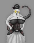 absurd_res alester_nibras annelid anthro big_breasts black_body black_skin bleach_(series) breasts clothed clothing demon digital_media_(artwork) female hi_res jinn leech lips muscular muscular_anthro simple_background solo tail tattoo tier_harribel yetzer_hara